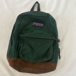 Vintage JanSport Green Suede Backpack Made In USA